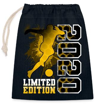 2020 Année de naissance Anniversaire Football - Sac cadeau en coton avec cordon (25 x 30 cm) - bleu marine - Devant