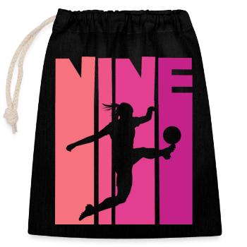 Fußballerin Fußball 9. Geburtstag - Verschließbarer Geschenkbeutel aus Baumwolle (25x30cm) - Schwarz - Vorne