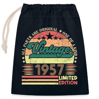 Retro 1957 Geburtstagsgeschenk. Jahrgang 1957. - Verschließbarer Geschenkbeutel aus Baumwolle (25x30cm) - Navy - Vorne