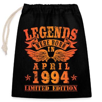Legends were born in April 1994 Geburtstag - Verschließbarer Geschenkbeutel aus Baumwolle (25x30cm) - Schwarz - Vorne