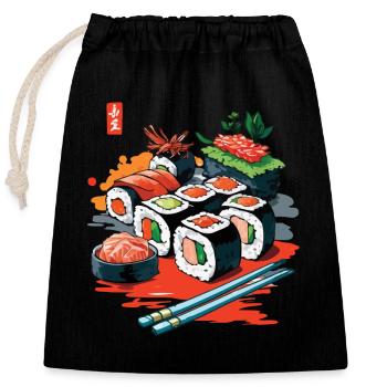 Japanisches Sushi Streetwear Kunst Design - Verschließbarer Geschenkbeutel aus Baumwolle (25x30cm) - Schwarz - Vorne