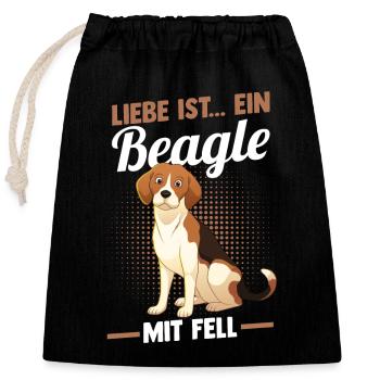 Hund Beagle - Verschließbarer Geschenkbeutel aus Baumwolle (25x30cm) - Schwarz - Vorne