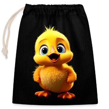 Canard Mignon Bébé Canard Poussin Canetons Canetons - Sac cadeau en coton avec cordon (25 x 30 cm) - noir - Devant
