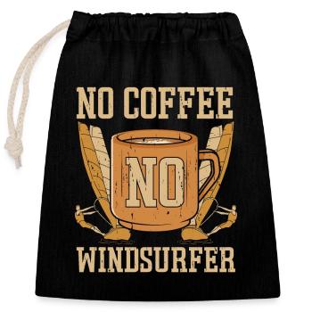 Windsurfer No Coffee No Windsurfing Coffee Lover - Verschließbarer Geschenkbeutel aus Baumwolle (25x30cm) - Schwarz - Vorne
