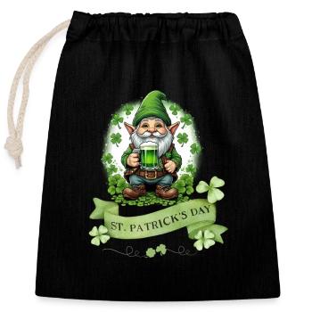 St. Patrick's Day Leprechaun I Green Beer I - Closable cotton gift bag (25x30cm) - black - Front