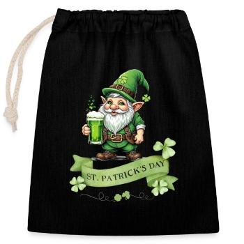 St. Patrick's Day Leprechaun I Green Beer I - Closable cotton gift bag (25x30cm) - black - Front