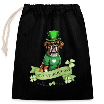 Boxer Dog St. Patrick's Day I Irish Green Hat St - Verschließbarer Geschenkbeutel aus Baumwolle (25x30cm) - Schwarz - Vorne