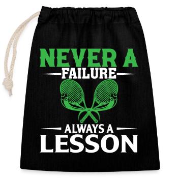 Never A Failure Always A Lesson - Closable cotton gift bag (25x30cm) - black - Front