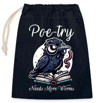 Edgar Allan Poe Fan, Classical Literature, - Closable cotton gift bag (25x30cm) - navy - Front