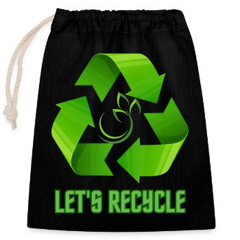 Let's Recycle Planet ecology - Closable cotton gift bag (25x30cm) - black - Front