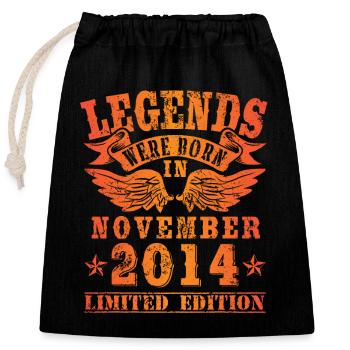 Legends were born in November 2014 Birthday - Closable cotton gift bag (25x30cm) - black - Front