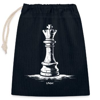 Roi des échecs - Sac cadeau en coton avec cordon (25 x 30 cm) - bleu marine - Devant