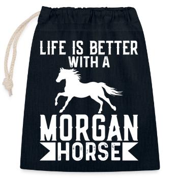 Life Is Better With A Morgan Horse - Closable cotton gift bag (25x30cm) - navy - Front