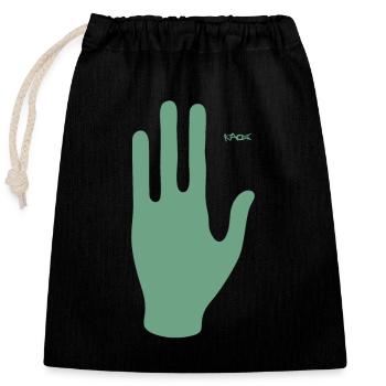 We come in peace, hand of an alien - Closable cotton gift bag (25x30cm) - black - Front