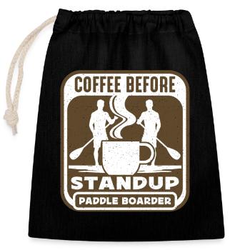 StandUp Paddle Boarder Coffee Water Sports Coffee - Verschließbarer Geschenkbeutel aus Baumwolle (25x30cm) - Schwarz - Vorne