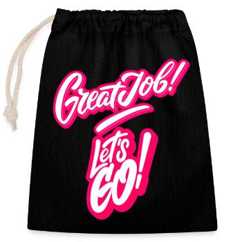 Excellent travail, allons-y ! - Sac cadeau en coton avec cordon (25 x 30 cm) - noir - Devant