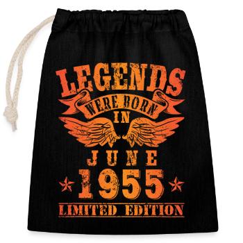 Legends sont nées en Juin 1955 Anniversaire - Sac cadeau en coton avec cordon (25 x 30 cm) - noir - Devant