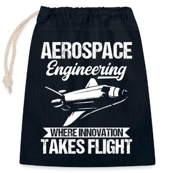 Aerospace Engineering Where Innovation Take Flight - Closable cotton gift bag (25x30cm) - navy - Front