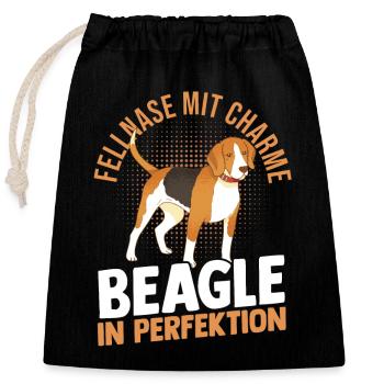 Hund Beagle - Verschließbarer Geschenkbeutel aus Baumwolle (25x30cm) - Schwarz - Vorne