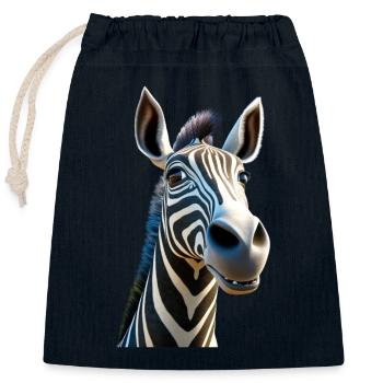 Zebra Africa I Love Cute Zebras Wild Zebra - Closable cotton gift bag (25x30cm) - navy - Front
