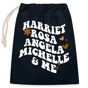 Retro Groovy Melanin Pride Harriet Rosa Angela - Verschließbarer Geschenkbeutel aus Baumwolle (25x30cm) - Navy - Vorne