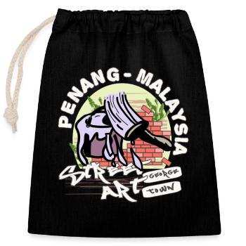 Seaux et pinceaux à peinture - Penang - Malaisie - Sac cadeau en coton avec cordon (25 x 30 cm) - noir - Devant