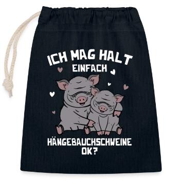 J’aime juste les cochons ventrus cochon - Sac cadeau en coton avec cordon (25 x 30 cm) - bleu marine - Devant