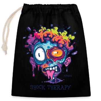 Shock Therapy: Crazy Colors Face - Closable cotton gift bag (25x30cm) - black - Front