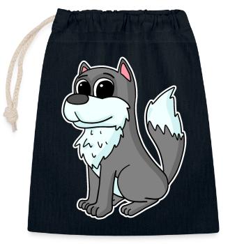 Wolf Tier - Verschließbarer Geschenkbeutel aus Baumwolle (25x30cm) - Navy - Vorne