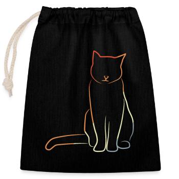 Chat au look vintage - Sac cadeau en coton avec cordon (25 x 30 cm) - noir - Devant