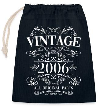 18th Birthday Man/ Woman Vintage Vintage 2006 - Closable cotton gift bag (25x30cm) - navy - Front