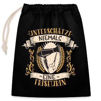 Friseurin Design lustiges Vintage Geschenk - Verschließbarer Geschenkbeutel aus Baumwolle (25x30cm) - Schwarz - Vorne