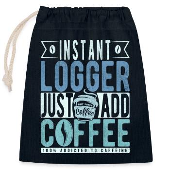 Enregistreur instantané Il suffit d’ajouter du café - Sac cadeau en coton avec cordon (25 x 30 cm) - bleu marine - Devant