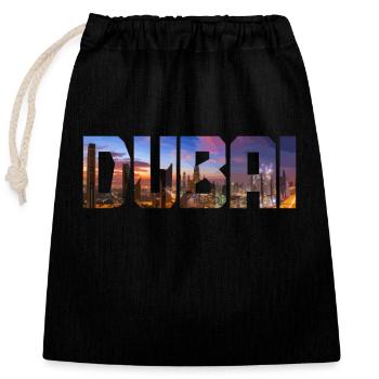 Dubai Skyline UAE Souvenir - Verschließbarer Geschenkbeutel aus Baumwolle (25x30cm) - Schwarz - Vorne
