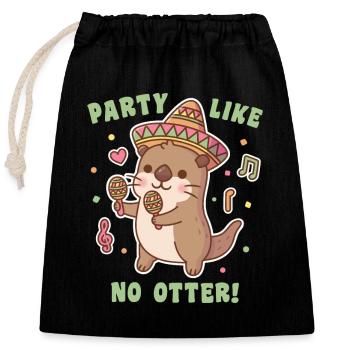 Niedliche Otterparty wie kein Otter Fiesta Lustiges Wortspiel - Verschließbarer Geschenkbeutel aus Baumwolle (25x30cm) - Schwarz - Vorne