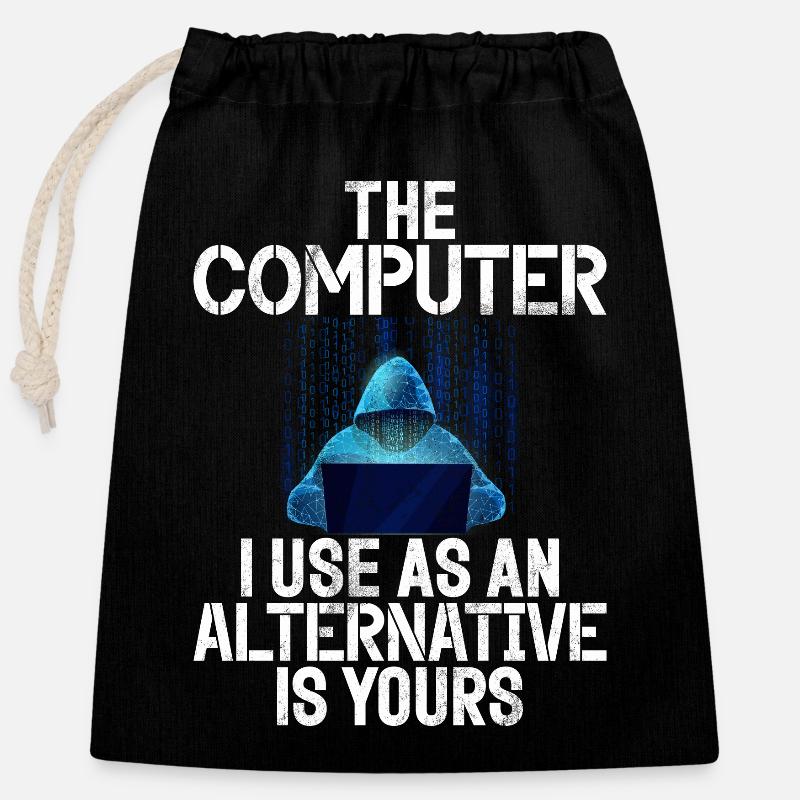 Cyber security hacker hacking - Closable cotton gift bag (25x30cm) - black