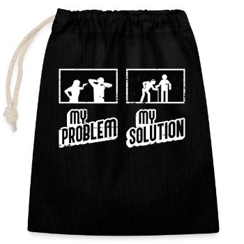 Soignant Mon problème Ma solution Pictogramme Papa Maman - Sac cadeau en coton avec cordon (25 x 30 cm) - noir - Devant
