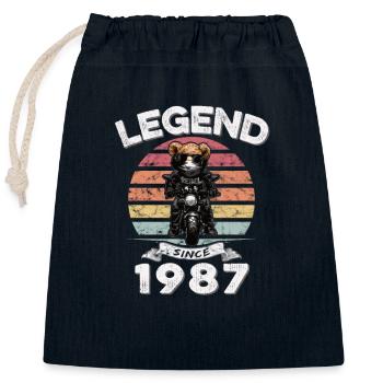 1987 Geburtstag Legend since sunset Teddy - Verschließbarer Geschenkbeutel aus Baumwolle (25x30cm) - Navy - Vorne