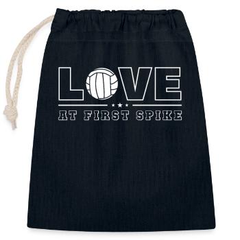 L’amour au premier spike Joueur de volley-ball Volley-ball - Sac cadeau en coton avec cordon (25 x 30 cm) - bleu marine - Devant