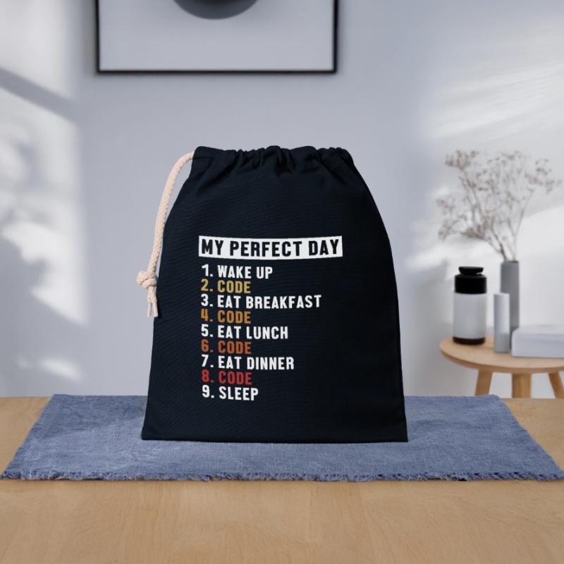 Coding Perfect Day Developer Software Engineer Closable cotton gift bag (25x30cm)