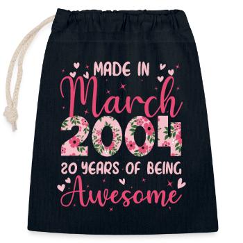 Mars 2004 Cadeau Anniversaire 20 Ans Pour Femme - Sac cadeau en coton avec cordon (25 x 30 cm) - bleu marine - Devant