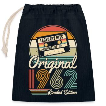Cadeau d’anniversaire vintage 1962 - Sac cadeau en coton avec cordon (25 x 30 cm) - bleu marine - Devant
