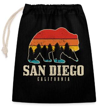 San Diego California Bear Souvenir - Closable cotton gift bag (25x30cm) - black - Front