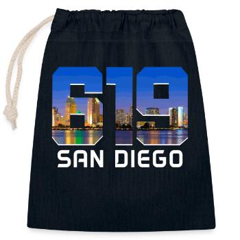 San Diego California Vintage Souvenir - Closable cotton gift bag (25x30cm) - navy - Front