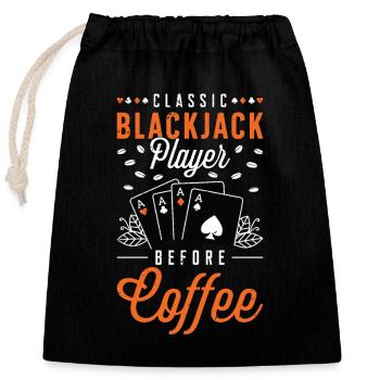Classic Blackjack Player Before Card Game Coffee - Verschließbarer Geschenkbeutel aus Baumwolle (25x30cm) - Schwarz - Vorne