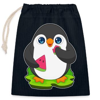 Penguin Watermelon - Closable cotton gift bag (25x30cm) - navy - Front