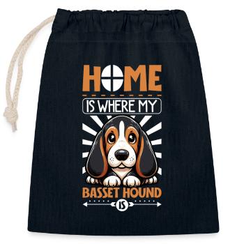 Home - Basset Hound - Closable cotton gift bag (25x30cm) - navy - Front