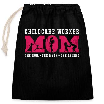 Assistante maternelle Maman L’enseignante de l’école maternelle - Sac cadeau en coton avec cordon (25 x 30 cm) - noir - Devant