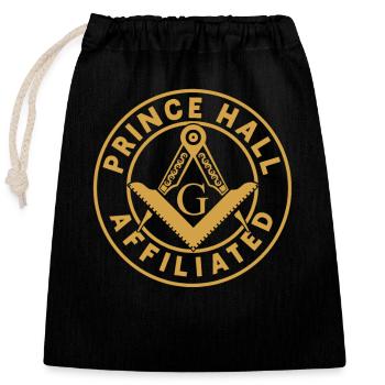 Freimaurer Winkel & Zirkel FREEMASON Prince Hall - Verschließbarer Geschenkbeutel aus Baumwolle (25x30cm) - Schwarz - Vorne