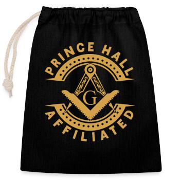 Freimaurer Winkel & Zirkel FREEMASON Prince Hall - Verschließbarer Geschenkbeutel aus Baumwolle (25x30cm) - Schwarz - Vorne